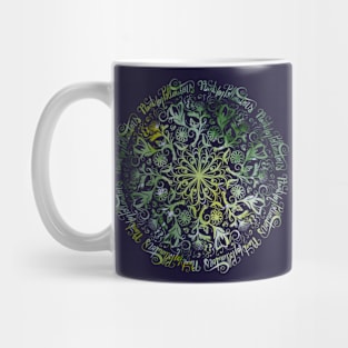 Plant For Pollinators Lime Lettering Mandala Filigree Mug